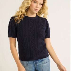 Navy Cable Knit Crew Neck Sweater